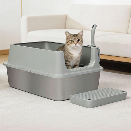 Pawz Stainless Steel Large Semi-Enclosed Cat Litter Box-2029387298738671622