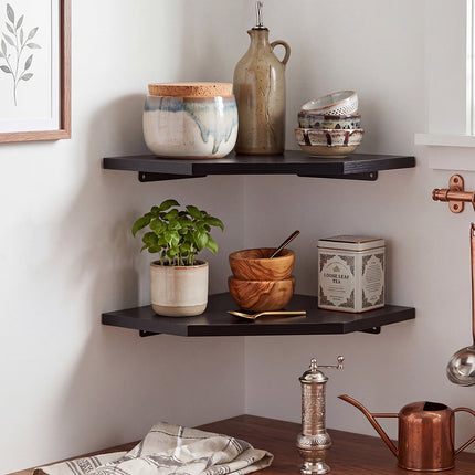 Levede Corner Shelves 2 Pcs Wall Mounted Storage Display Rack Adjustable Bedroom-2061251868872544262