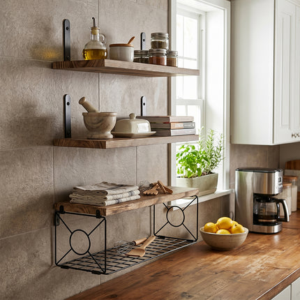 Levede Floating Wall Shelf 3 Pcs DIY Wall Mount Shelves Book Display Rack Basket-2061251867652001798