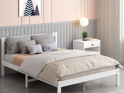 Levede Wooden Bed Frame Double Full White-1864183190151892998