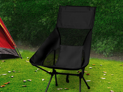 Levede Camping Chair Folding Outdoor Large Black-1864184454763909126