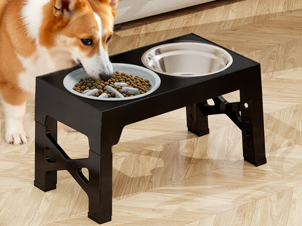 PaWz Elevated Dog Bowls 2 Stainless Steel Bowls and 1 Slow Feeder Bowl-1954802490386026502