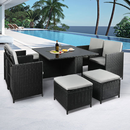 Levede 9PCS Outdoor Table Chair Set-1975420436934168582