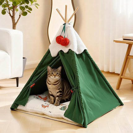 Pawz Pet Tent Dog Cat Tent Bed Washable Indoor Green-2029387296813486086