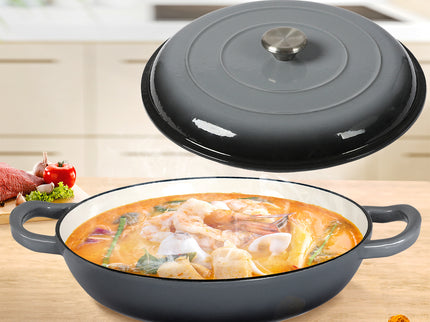 3.5L Enamel Dutch Oven Pan in Black Colour-1864184348593491974