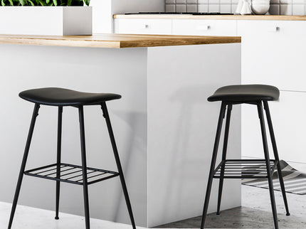 Levede 2x Bar Stools Kitchen Bar Pub Black-1919892922166284294