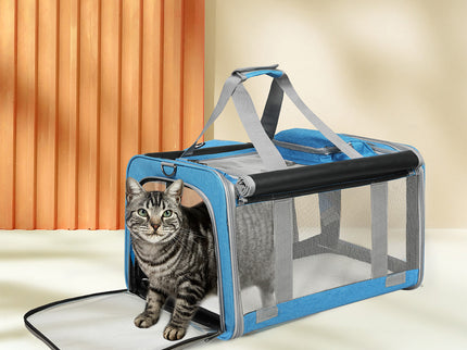 Pawz 3 in 1 Pet Soft Crate Dog Cat Carrier M Size Blue-1910112288757649414