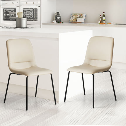 Levede Stackable Dining Chairs Kitchen Beige Set of 8-2006732727428190214