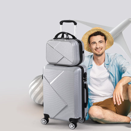 Slimbridge 2pcs 20"Travel Luggage Set Grey-1864184361226735622