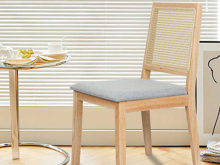 Levede 2x Rattan Dining Chair Solid Wood Lounge-1910112280184492038