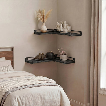 Levede Floating Shelves 2Pcs DIY Corner Wall Shelf Storage Display Rack Bedroom-2050059024489123846
