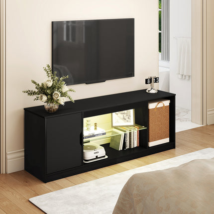 Levede TV Stand Storage with LED 140cm Black-2011971130793005062
