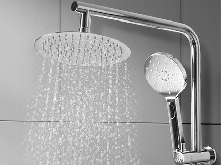 High Pressure Shower Head Set Rain Round Silver-1910113243888750598