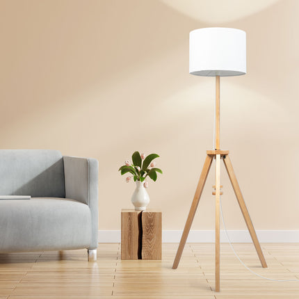 EMITTO Tripod Floor Lamp Wooden Modern Natural-1973193957894656006