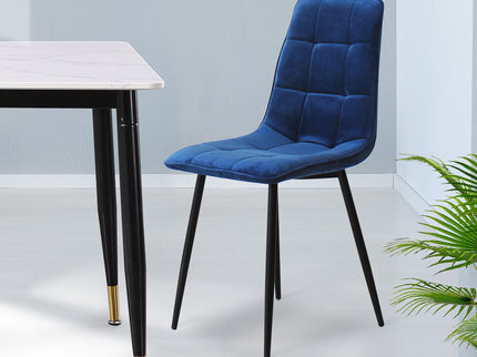Levede 4x Dining Chairs Kitchen Velvet Blue-1942353398628225030