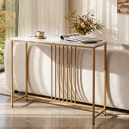 Levede Hallway Table Narrow Console Marble Effect Tabletop Adjustable Foot Pads-2050059016528334854