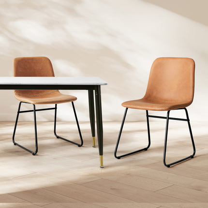 Levede 2x Dining Chairs Kitchen Table Brown-1975420498930176006