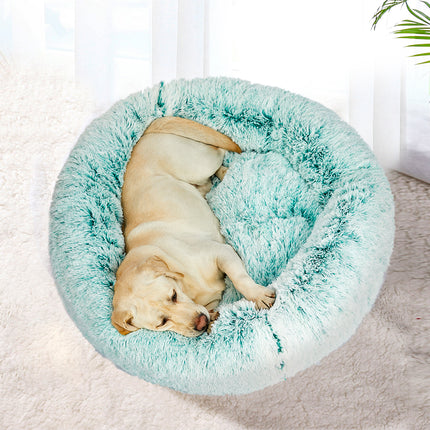 PaWz Pet Bed Cat Dog Donut Nest Calming L Teal Large-1973193629564538886