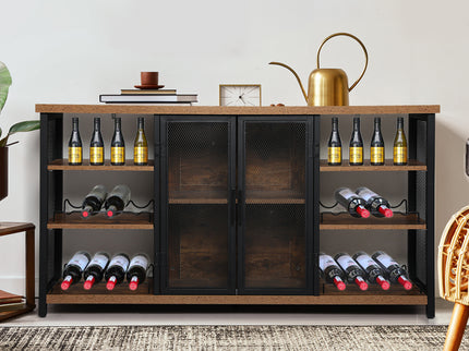 Levede Bar Cabinet Buffet Sideboard Walnut-1942353402256297990