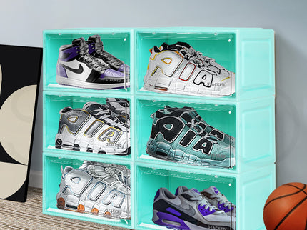 Stacked 6x Sneaker Display Case Shoe Cyan-1864184616554991622