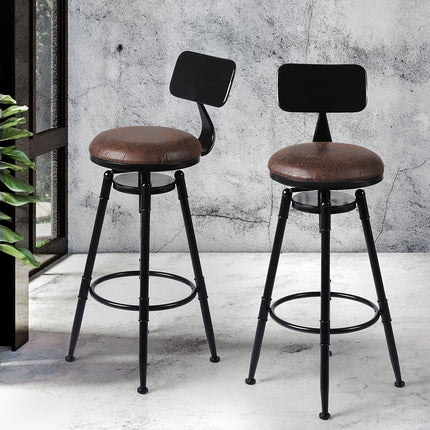 Levede 2x Bar Stool Kitchen Wooden PU-1975420483247673350