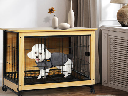 PaWz Wooden Wire Dog Kennel Side End M Medium-1864184541204320262