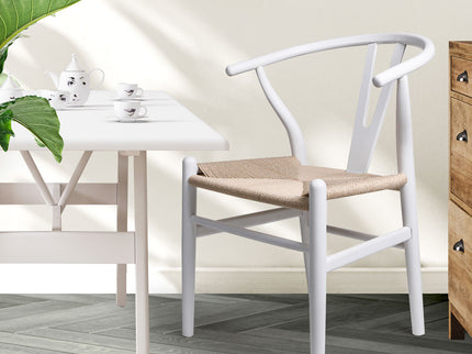 Levede 2x Dining Chairs Wooden Hans White-1942353395633491974