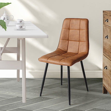 Levede 4x Dining Chairs Kitchen Chair Brown Faux Leather-1973194074588581894