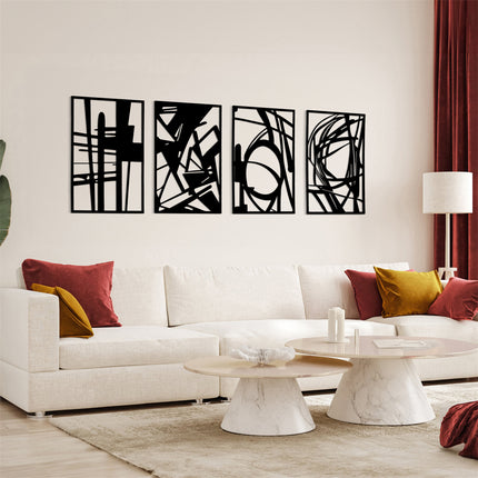 Yezi Metal Wall Art 4Pcs Abstract Minimalist Line Decor-1975420342675574790