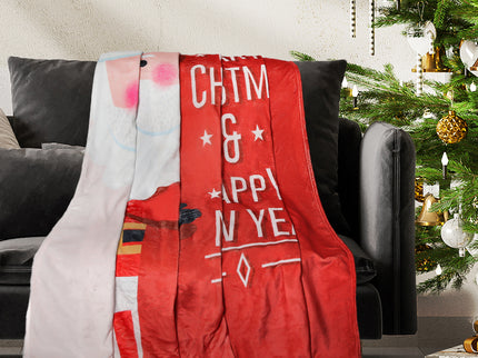 Santaco Throw Blanket Xmas Double Sided Red Single-1864184745487896582