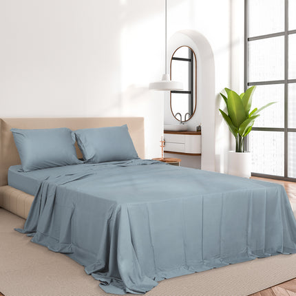 Dreamz 4pcs King Size 100% Bamboo Bed Sheet Set in Grey Colour-1973194026299559942