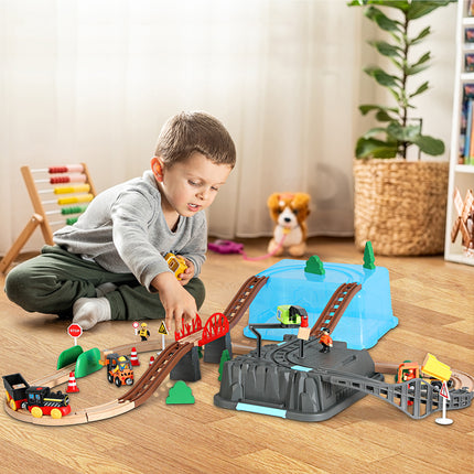 Bopeep Toy Train Set Track DIY Wooden-1975420474666127366