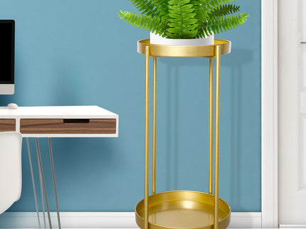 Levede 2 Tier Plant Stand Outdoor Indoor Gold Large-1864184716593336327