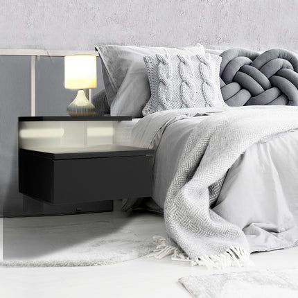Levede 2x Bedside Tables Side Table Black-1975420463643496455