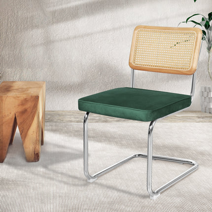 Levede 2xRattan Chair Dining Chairs Green-1975420498355556358