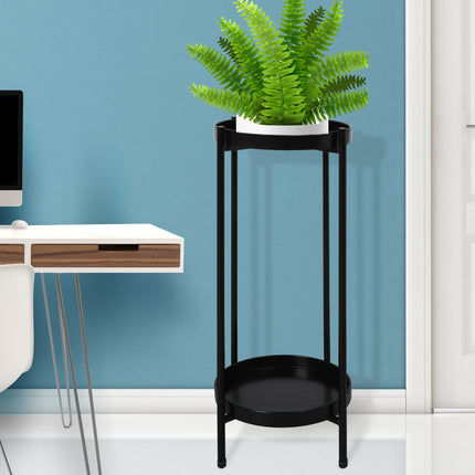 Levede 2 Tier Plant Stand Outdoor Indoor Black Large-1973193775849279495