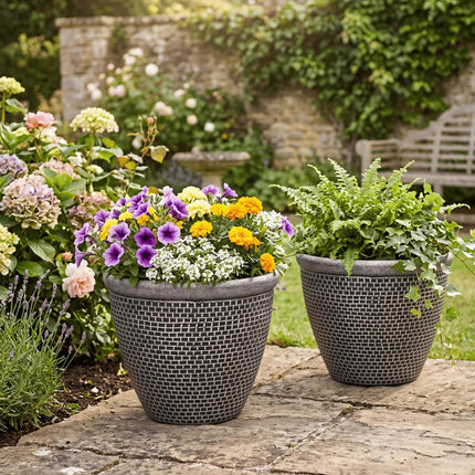 Toque Plastic Plant Pots 30cm Outdoor Garden Planter 2 Pcs With Drainage Holes-2050059017493024774