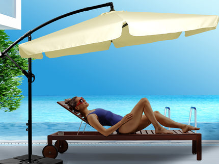 Mountview 3M Outdoor Umbrella Beach Beige With Base-1864184448237572102