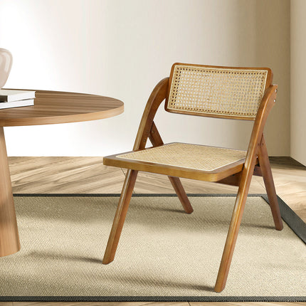 Levede 2X Foldable Rattan Dining Chairs Walnut-1975420495780253702