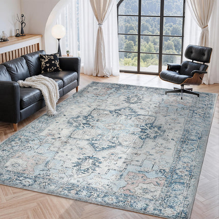 Marlow Floor Rug Vintage Polyester Washable Area Rugs-2029387291117621254