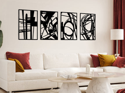 Yezi Metal Wall Art 4Pcs Abstract Minimalist Line Decor-1910149776226258950