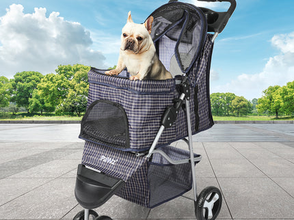 PaWz Large Pet Stroller Dog Cat Carrier Plaid-1864184623995686918