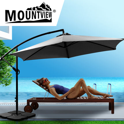 Mountview 3M Outdoor Umbrella Cantilever Grey With Base-1973193986638221318