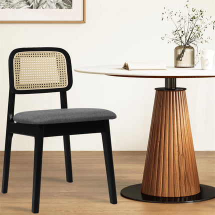 Levede 2x Dining Chair Wood Rattan Armless Black-1954802459050381318
