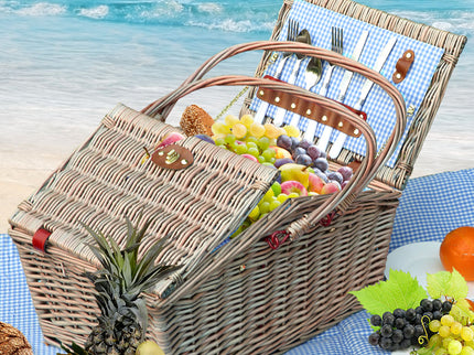 4 Person Picnic Basket Baskets Set Outdoor-1910113179174834182