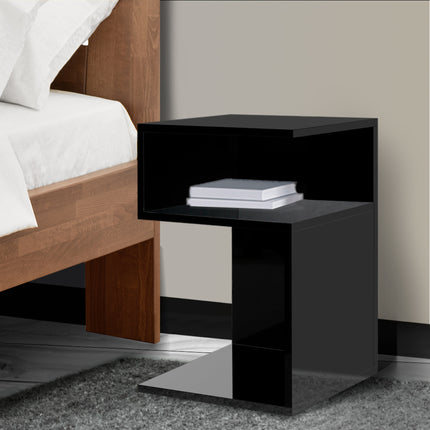 Levede 1xBedside Tables Drawers Side Black-1973193984444600326