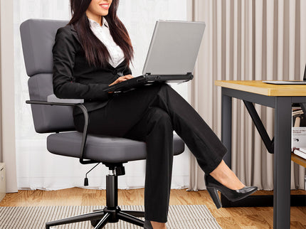 LEVEDE Ergonomic Office Chair Computer PU Grey-1910149779141300230