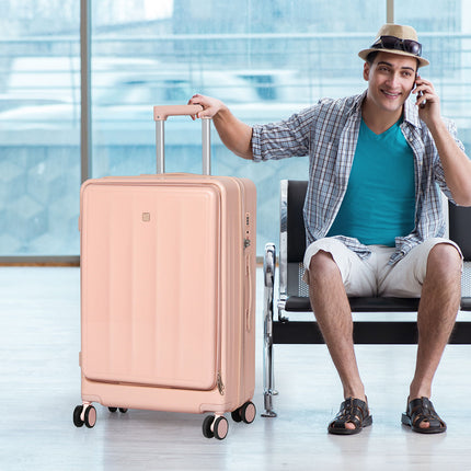 Slimbridge 26" Luggage Trolley Travel Hard Pink-1975420322798768134