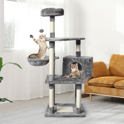 PaWz 130cm Cat Tree Toy Scratching Post Grey-1975420471298101254