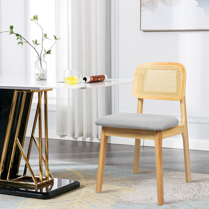 Levede Dining Chair Wood Rattan Armless Natural x8-2006732737045729286